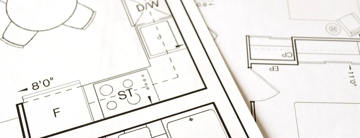 A printed architectural floor plan with dimensions marked along the walls
